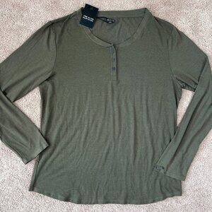 Two Blind Brothers Shirt Mens XXL Green Henley Soft Long Sleeve Basic Travel NWT